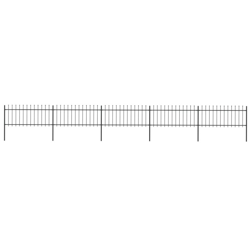 vidaXL Valla de jardín con puntas de lanza acero negro 8,5x0,8 m vidaXL Valla de jardín con puntas de lanza acero negro 8,5x0,8 m