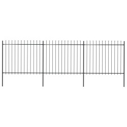 vidaXL Valla de jardín con puntas de lanza acero negro 5,1x1,5 m