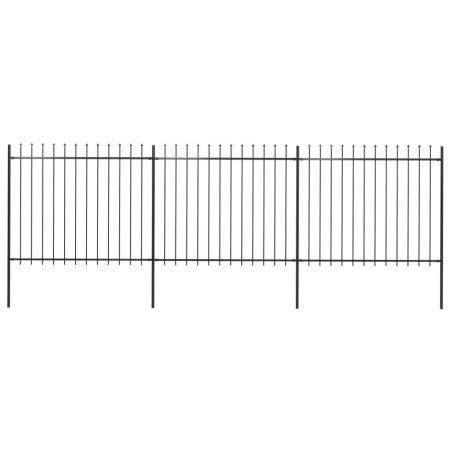 vidaXL Valla de jardín con puntas de lanza acero negro 5,1x1,5 m