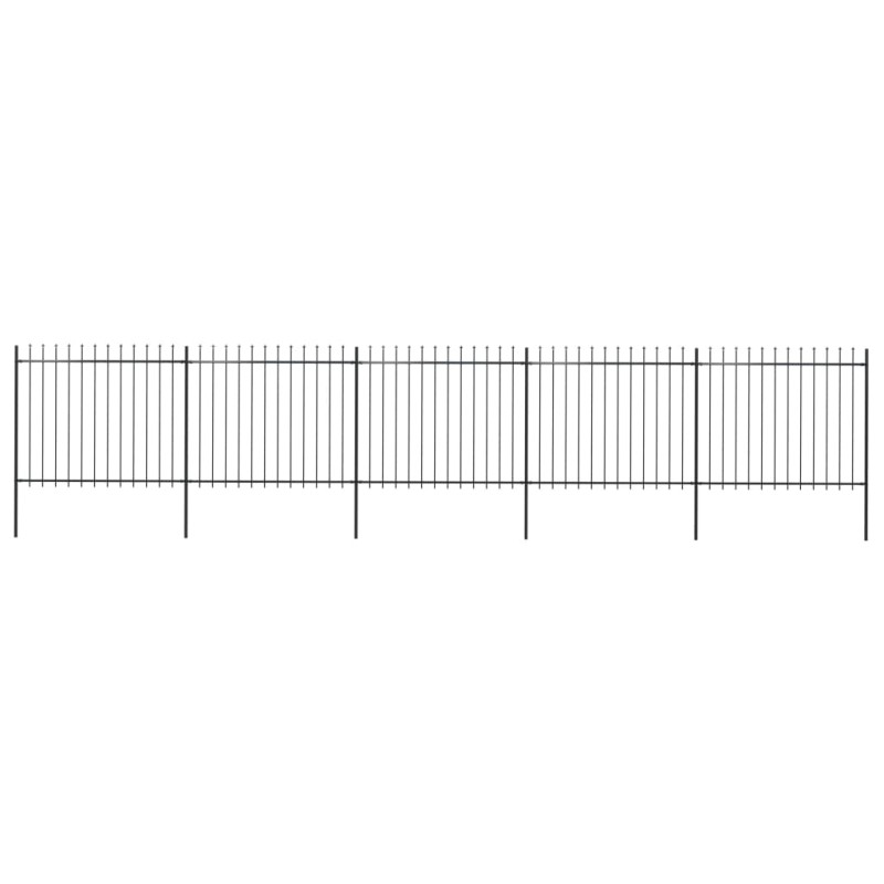 vidaXL Valla de jardín con puntas de lanza acero negro 8,5x1,5 m vidaXL Valla de jardín con puntas de lanza acero negro 8,5x1,5 m