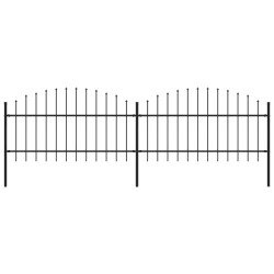 vidaXL Valla de jardín con puntas de lanza acero negro (1-1,25)x3,4 m
