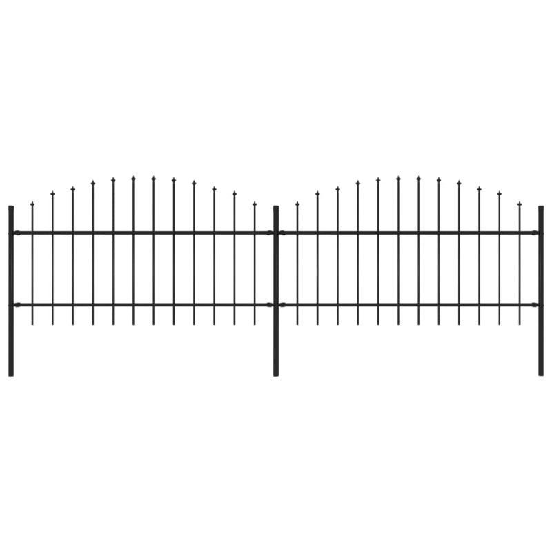 vidaXL Valla de jardín con puntas de lanza acero negro (1-1,25)x3,4 m
