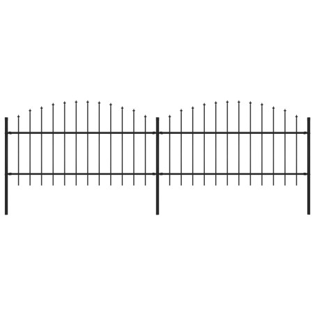 vidaXL Valla de jardín con puntas de lanza acero negro (1-1,25)x3,4 m