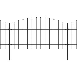 vidaXL Valla de jardín con puntas de lanza acero negro (1-1,25)x3,4 m