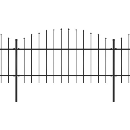 vidaXL Valla de jardín con puntas de lanza acero negro (1-1,25)x3,4 m
