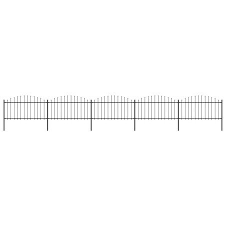 vidaXL Valla de jardín con puntas de lanza acero negro (1,25-1,5)x8,5m