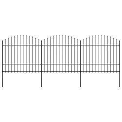 vidaXL Valla de jardín con puntas de lanza acero negro (1,5-1,75)x5,1m