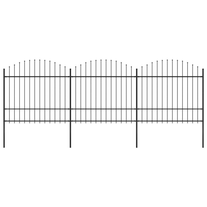 vidaXL Valla de jardín con puntas de lanza acero negro (1,5-1,75)x5,1m vidaXL Valla de jardín con puntas de lanza acero negro (1,5-1,75)x5,1m