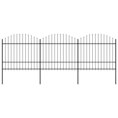 vidaXL Valla de jardín con puntas de lanza acero negro (1,5-1,75)x5,1m