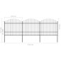 vidaXL Valla de jardín con puntas de lanza acero negro (1,5-1,75)x5,1m vidaXL Valla de jardín con puntas de lanza acero negro (1,5-1,75)x5,1m