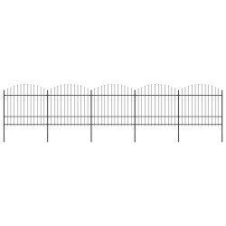 vidaXL Valla de jardín con puntas de lanza acero negro (1,5-1,75)x8,5m