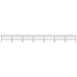 vidaXL Valla de jardín con punta de lanza acero negro (1,25-1,5)x11,9m