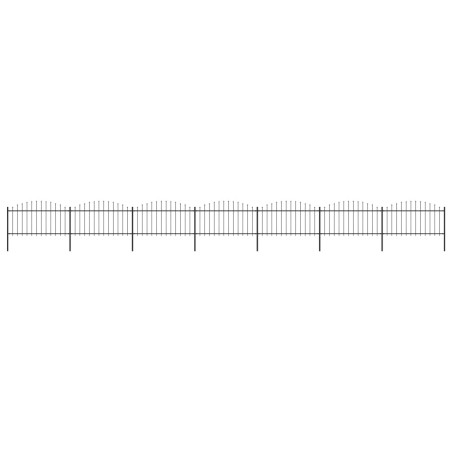 vidaXL Valla de jardín con punta de lanza acero negro (1,25-1,5)x11,9m