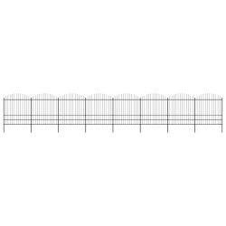 vidaXL Valla de jardín con puntas de lanza acero negro (1,75-2)x13,6 m