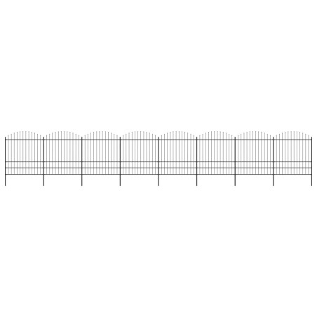 vidaXL Valla de jardín con puntas de lanza acero negro (1,75-2)x13,6 m