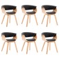 vidaXL Sillas de comedor 6 uds madera curvada cuero sintético negro