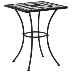 vidaXL Mesa y sillas de bistró 3 pzas mosaico cerámica negro y blanco