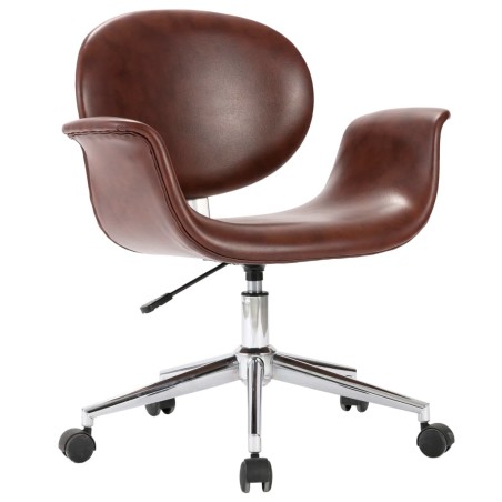 vidaXL Silla de comedor giratoria cuero sintético marrón