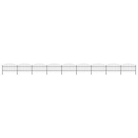 vidaXL Valla de jardín con puntas de lanza acero negro (1-1,25)x15,3 m