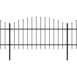 vidaXL Valla de jardín con puntas de lanza acero negro (1-1,25)x15,3 m