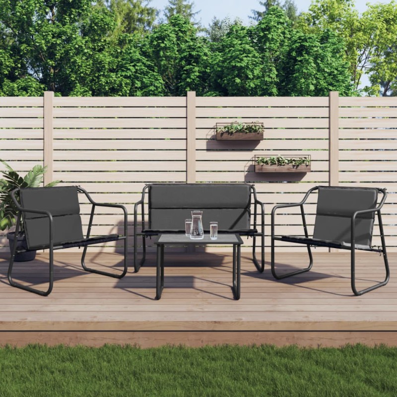 vidaXL Juego muebles de jardín 4 pzas y cojines acero gris antracita vidaXL Juego muebles de jardín 4 pzas y cojines acero gris antracita
