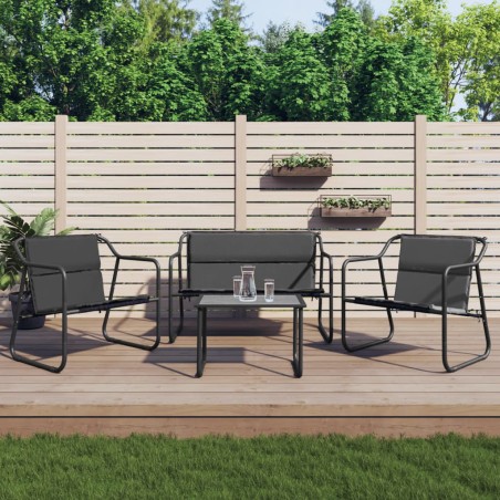 vidaXL Juego muebles de jardín 4 pzas y cojines acero gris antracita