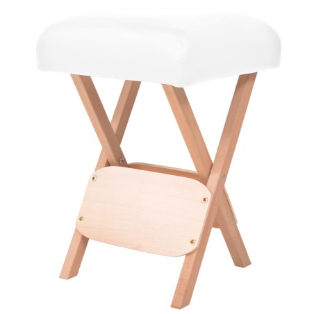 vidaXL Taburete de masaje plegable 12 cm grosor y 2 cabezales blanco