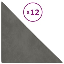 vidaXL Paneles de pared 12 uds terciopelo gris oscuro 30x30 cm 0,54 m²