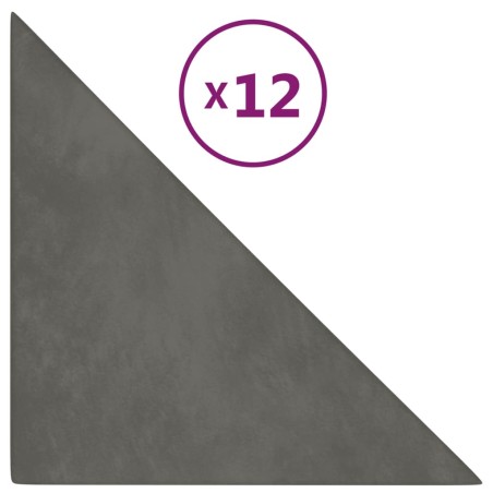 vidaXL Paneles de pared 12 uds terciopelo gris oscuro 30x30 cm 0,54 m²