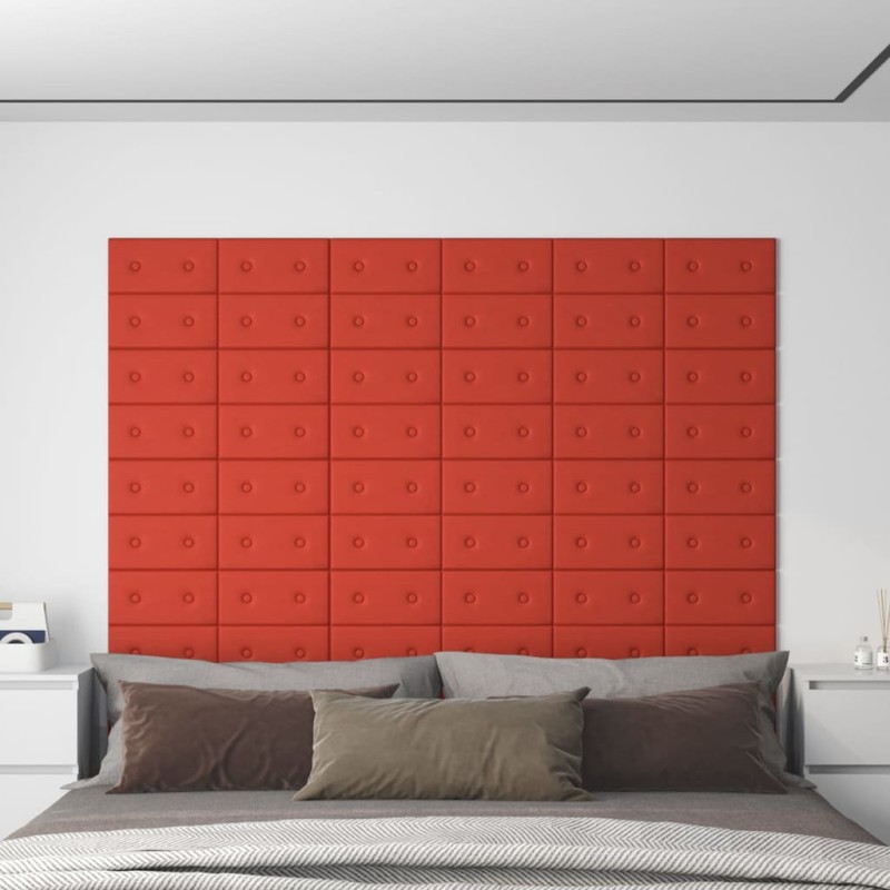 vidaXL Paneles de pared 12 uds cuero sintético rojo 30x15 cm 0,54 m² vidaXL Paneles de pared 12 uds cuero sintético rojo 30x15 cm 0,54 m²