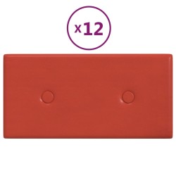 vidaXL Paneles de pared 12 uds cuero sintético rojo 30x15 cm 0,54 m²