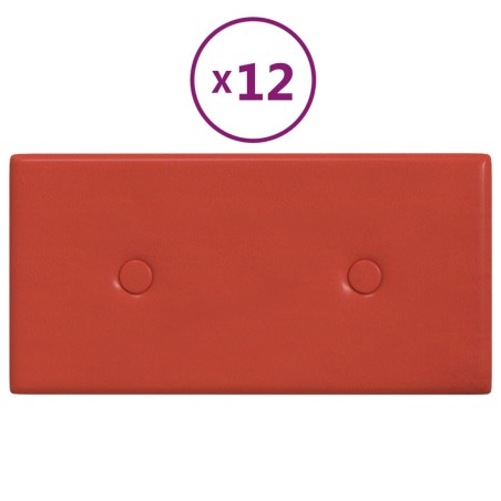 vidaXL Paneles de pared 12 uds cuero sintético rojo 30x15 cm 0,54 m²