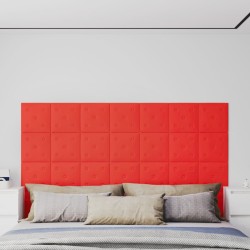 vidaXL Paneles de pared 12 uds cuero sintético rojo 30x30 cm 1,08 m²
