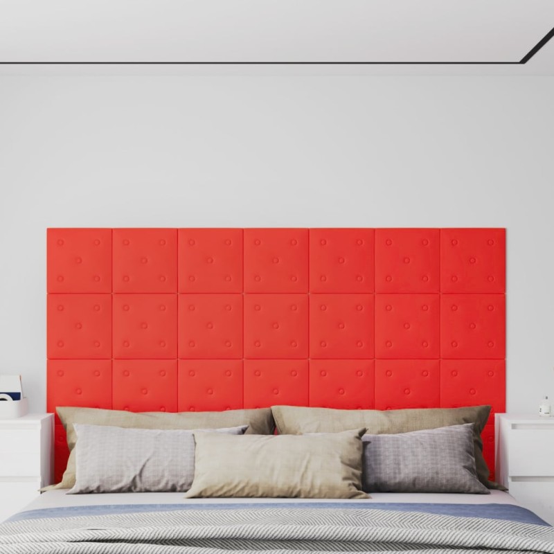 vidaXL Paneles de pared 12 uds cuero sintético rojo 30x30 cm 1,08 m² vidaXL Paneles de pared 12 uds cuero sintético rojo 30x30 cm 1,08 m²