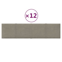 vidaXL Paneles de pared 12 uds terciopelo gris claro 60x15 cm 1,08 m²