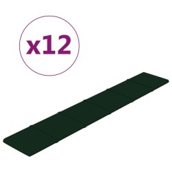 vidaXL Paneles de pared 12 uds terciopelo verde oscuro 90x15 cm 1,62m²