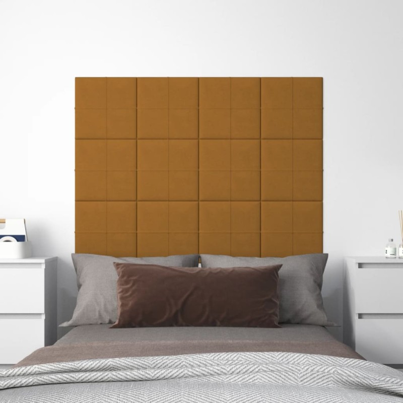 vidaXL Paneles de pared 12 uds terciopelo marrón 30x30 cm 1,08 m² vidaXL Paneles de pared 12 uds terciopelo marrón 30x30 cm 1,08 m²