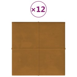 vidaXL Paneles de pared 12 uds terciopelo marrón 30x30 cm 1,08 m²
