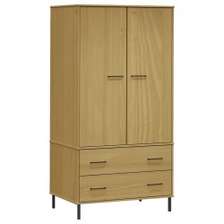 vidaXL Armario patas de metal OSLO madera maciza marrón 90x55x172,5 cm