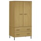 vidaXL Armario patas de metal OSLO madera maciza marrón 90x55x172,5 cm vidaXL Armario patas de metal OSLO madera maciza marrón 90x55x172,5 cm