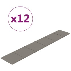 vidaXL Paneles de pared 12 uds terciopelo gris claro 90x15 cm 1,62 m²