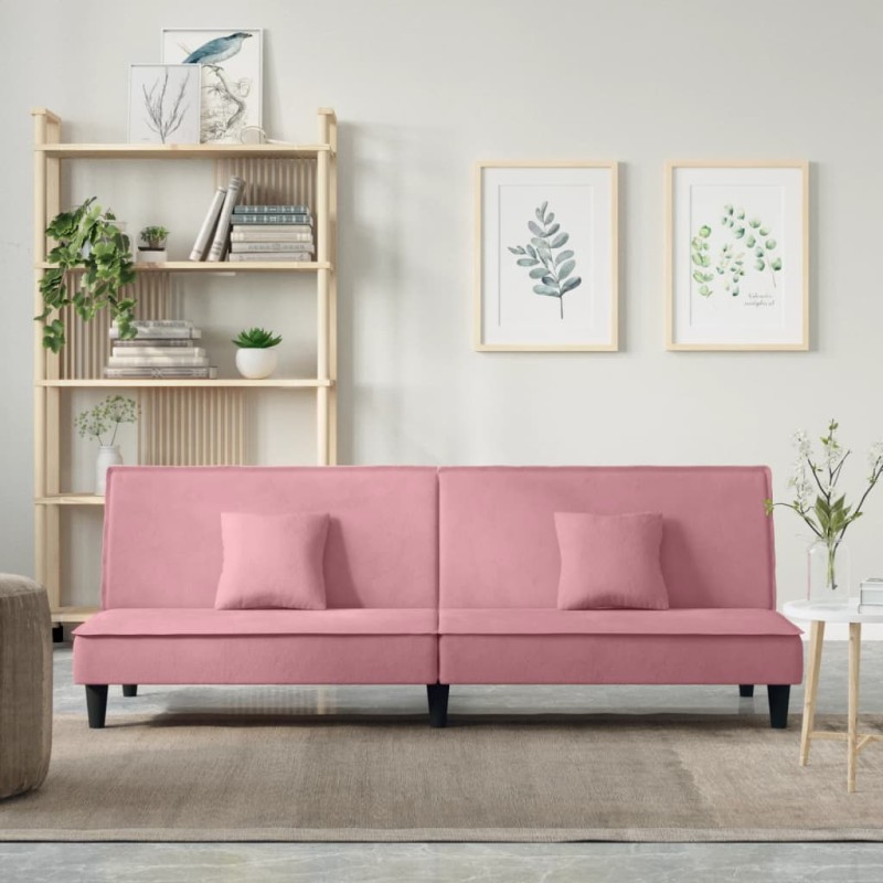 vidaXL Sofá cama terciopelo rosa vidaXL Sofá cama terciopelo rosa