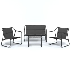 vidaXL Juego muebles de jardín 4 pzas y cojines acero gris antracita
