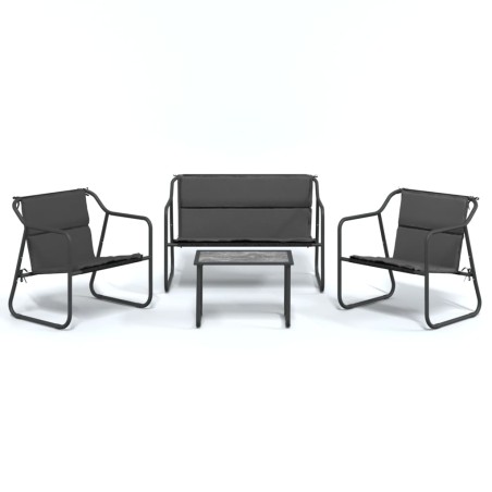 vidaXL Juego muebles de jardín 4 pzas y cojines acero gris antracita