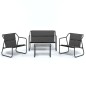 vidaXL Juego muebles de jardín 4 pzas y cojines acero gris antracita vidaXL Juego muebles de jardín 4 pzas y cojines acero gris antracita