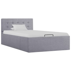 vidaXL Cama canapé hidráulica con almacenaje tela gris claro 90x200cm 