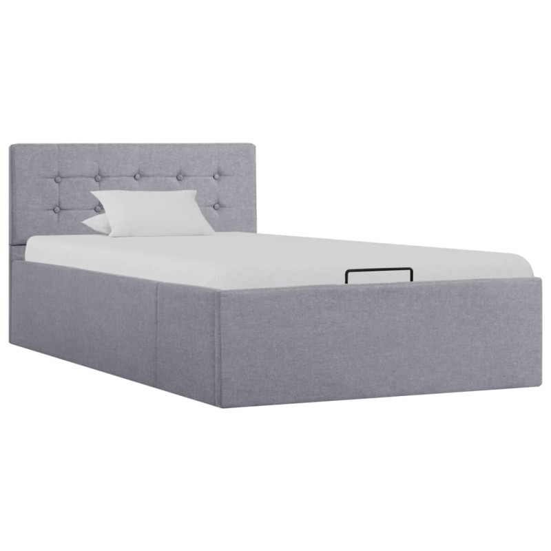 vidaXL Cama canapé hidráulica con almacenaje tela gris claro 90x200cm vidaXL Cama canapé hidráulica con almacenaje tela gris claro 90x200cm