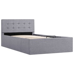 vidaXL Cama canapé hidráulica con almacenaje tela gris claro 90x200cm 