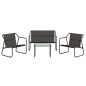 vidaXL Juego muebles de jardín 4 pzas y cojines acero gris antracita vidaXL Juego muebles de jardín 4 pzas y cojines acero gris antracita