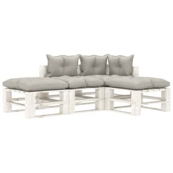 vidaXL Set muebles de palés de jardín 4 pzas madera cojines gris taupe